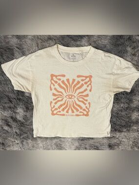 Rip Curl Graphic Crop Tee Women’s Small Cream Eye Sun Surf Shirt